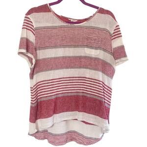 CASLON • Red + White Striped Short Sleeve Top